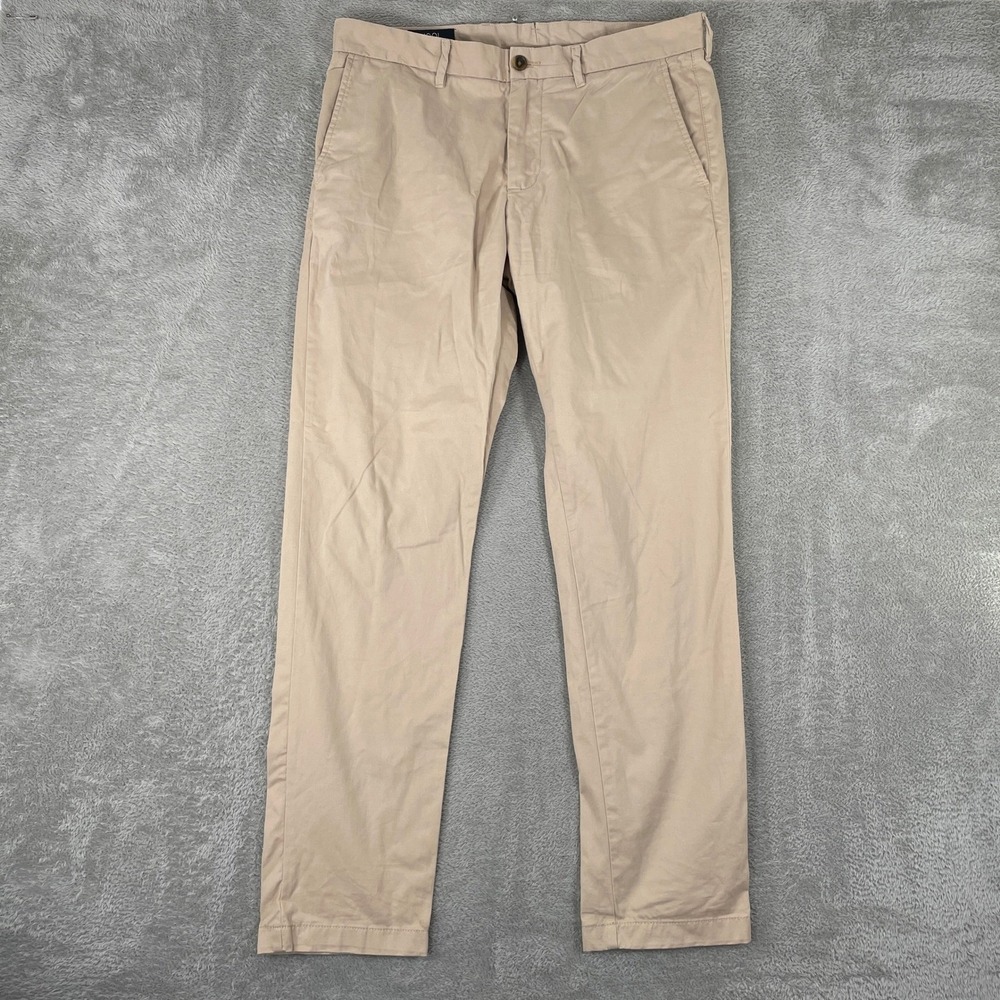 Nordstrom 1901 Ballard Slim Fit Chino Pants Mens 34x32 Tan Khaki Stretch Cotton